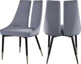 Sleek Contemporary Dining Chair Set - Stylish Velvet Upholstery with Matte Black Legs and Gold Tips