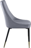 Sleek Contemporary Dining Chair Set - Stylish Velvet Upholstery with Matte Black Legs and Gold Tips
