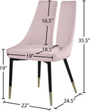 Sleek Contemporary Dining Chair Set - Stylish Velvet Upholstery with Matte Black Legs and Gold Tips