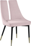 Sleek Contemporary Dining Chair Set - Stylish Velvet Upholstery with Matte Black Legs and Gold Tips