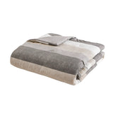 Striped Comforter Set with Bed Sheets, Taupe/Grey