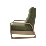 Mid-Century Wood Framed Push Back Recliner, Green*