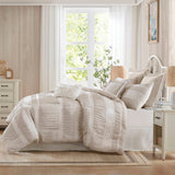 7 Piece Shabby Chic Comforter Set, Neutral