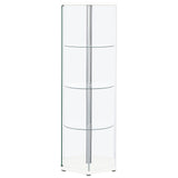 Zahavah 4-shelf Hexagonal Clear Glass Curio Cabinet White