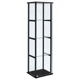 Cyclamen 4-shelf Clear Glass Curio Display Cabinet Black