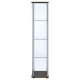 Bellatrix 4-shelf Clear Glass Curio Cabinet Cappuccino