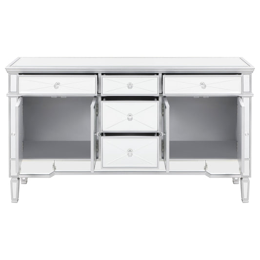 Duchess 5-drawer Mirrored Storage Accent Cabinet Silver