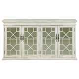 Kiara 4-door Wood Lattice Storage Accent Cabinet White