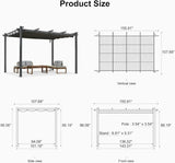 PURPLE LEAF Outdoor Pergola with Retractable Canopy Aluminum Shelter for Porch Garden  Beach Shade Pavilion Pergola Modern Backyard Deck