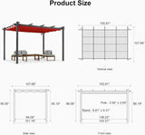 PURPLE LEAF Outdoor Pergola with Retractable Canopy Aluminum Shelter for Porch Garden  Beach Shade Pavilion Pergola Modern Backyard Deck