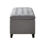 Button Tufted Modern Upholstered Storage Bench Ottoman, Grey