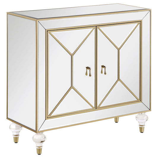 Lupin 2-door Mirrored Storage Accent Cabinet Champagne