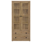Hawthorne 4-shelf Glass Door Tall Cabinet with Drawers Mango