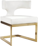 Alexandra Contemporary Dining Chair - Luxurious Upholstered Design with Gold Metal Base for Comfort