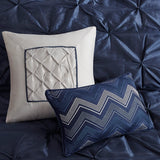 Silky Tufted 7-Piece Comforter Set, Navy Blue