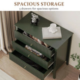 Large Fluted 3 Drawer Dresser, Modern Nightstand Cabinet