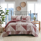 3 Piece Geometric Cotton Coverlet Mini Set, Red
