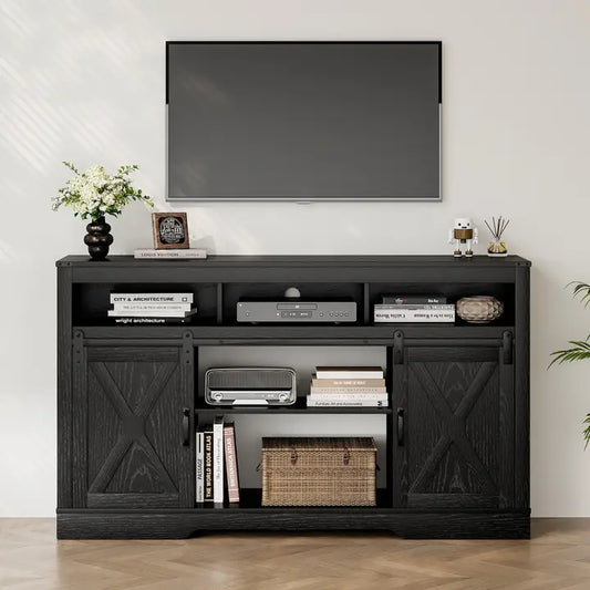 Wholesale Farmhouse TV Stand with Sliding Barn Door for TVs up to 65+