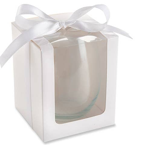 White Stemless Wine Glass Gift Boxes Set of 20