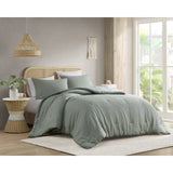 Waffle Weave Textured Duvet Cover Set, Sage Green