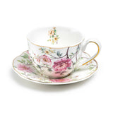 Pink Camellia Scallop Porcelain Tea Cup Set