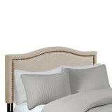 Upholstered Bed Headboard with Nailheads Accent, Taupe