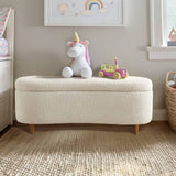48"W Boucle Flip Top Storage Bench, Cream