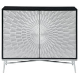Josie 2-door Wood Sunburst Accent Cabinet Black and Silver