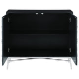 Josie 2-door Wood Sunburst Accent Cabinet Black and Silver