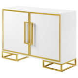 Elsa 2-door Wood Storage Accent Cabinet White and Gold