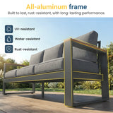75" Outdoor Aluminum Sofa and Table with Cushion