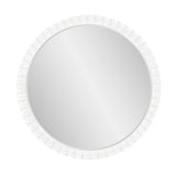 Varsha Round Oversized Beaded Mirror in Glossy White