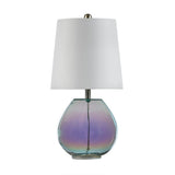 Curved Base Iridescent Green Glass Table Lamp