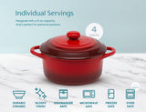 Kook Mini Ceramic Casserole Dishes with Lids, 4-Pack