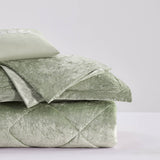Velvet Quilted Diamond Comforter Set, Green