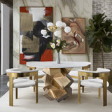 Walker Marble Dining Table with Brass Finish Base - Elevate Your Dining Room with Elegance and Style