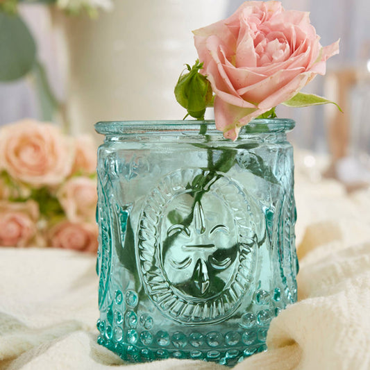 Vintage Blue Glass Tea Light Holders Set of 8