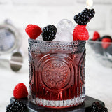 10oz Smoke Grey Ribbed Floral Glass Set of 6