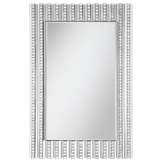 Aideen 32 x 47 Inch Acrylic Crystal Wall Mirror Silver