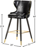 Hendrix Contemporary Faux Leather Bar Stools with Espresso Legs and Gold Footrest - Set of 2