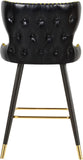 Hendrix Contemporary Faux Leather Bar Stools with Espresso Legs and Gold Footrest - Set of 2