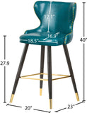 Hendrix Contemporary Faux Leather Bar Stools with Espresso Legs and Gold Footrest - Set of 2