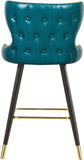 Hendrix Contemporary Faux Leather Bar Stools with Espresso Legs and Gold Footrest - Set of 2