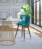 Hendrix Contemporary Faux Leather Bar Stools with Espresso Legs and Gold Footrest - Set of 2