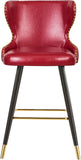 Hendrix Contemporary Faux Leather Bar Stools with Espresso Legs and Gold Footrest - Set of 2