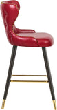 Hendrix Contemporary Faux Leather Bar Stools with Espresso Legs and Gold Footrest - Set of 2