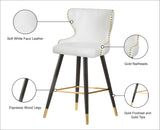 Hendrix Contemporary Faux Leather Bar Stools with Espresso Legs and Gold Footrest - Set of 2