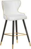 Hendrix Contemporary Faux Leather Bar Stools with Espresso Legs and Gold Footrest - Set of 2