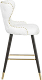 Hendrix Contemporary Faux Leather Bar Stools with Espresso Legs and Gold Footrest - Set of 2