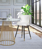 Hendrix Contemporary Faux Leather Bar Stools with Espresso Legs and Gold Footrest - Set of 2